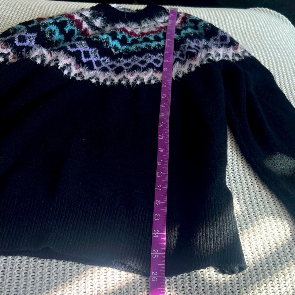 J. Jill Black Sweater with Blue Fair Isle Design - Picture 9 of 11